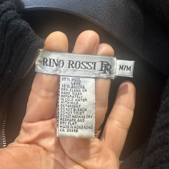 Rino Rossi Black Wool & Angora Cape/Poncho with Zipper Sz M Made in Hong Kong - Picture 2 of 2